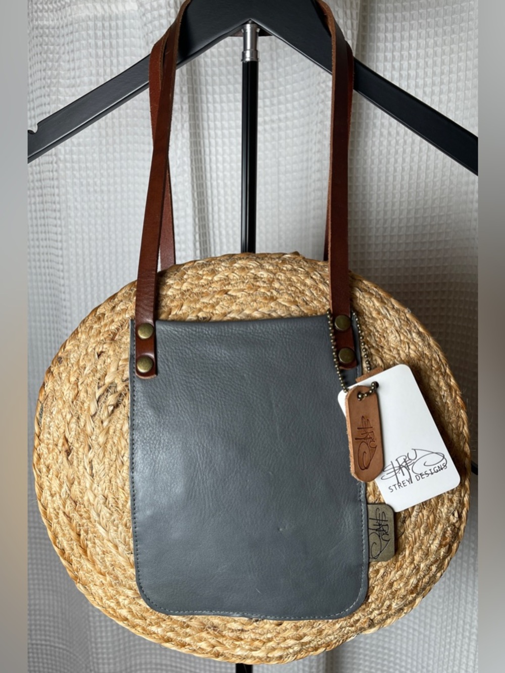Strey Designs Wicker and leather Circle Bag purse limited edition NWT